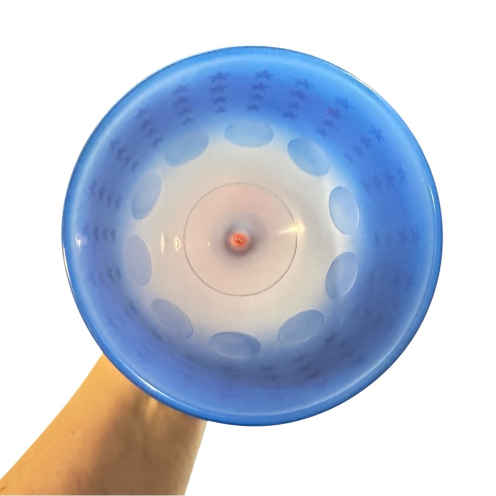 Vintage Pair of Blue & Red Thumbprint Goblets | Stars Patriotic Pressed Glass 6" - Picture 4 of 16